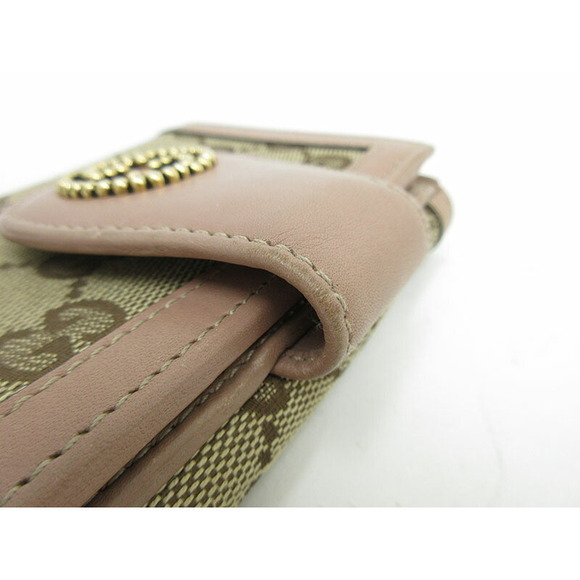 Gucci GG Double Hook Bifold Wallet Pink Beige Canvas Leather - Picture 6 of 10